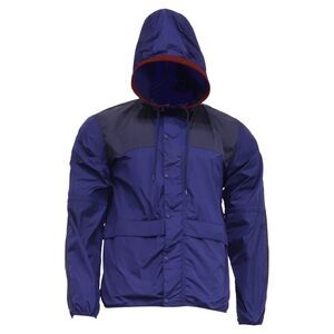 Moncler Button-Down Hooded Windbreaker in Blue Polyamide
